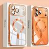 Luxury Plating Magnetic Clear Phone Case For iPhone 17 16 15 14 13 Pro Max 17 Air For Magsafe Lens Protection Shockproof Cover