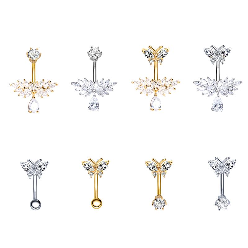 Simple  Angel Wings Butterfly Navel Ring For Women Girls Exquisite Belly Button Rings Sexy Belly Piercing Jewelry Gifts