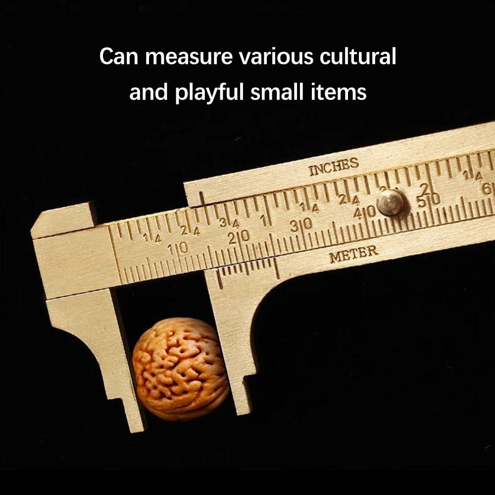 1Pcs Durable 80/100mm Brass Vernier Caliper Pocket Size mm/inch Slide Gauge Ruler with Metric Imperial Scale Mini Measuring Tool