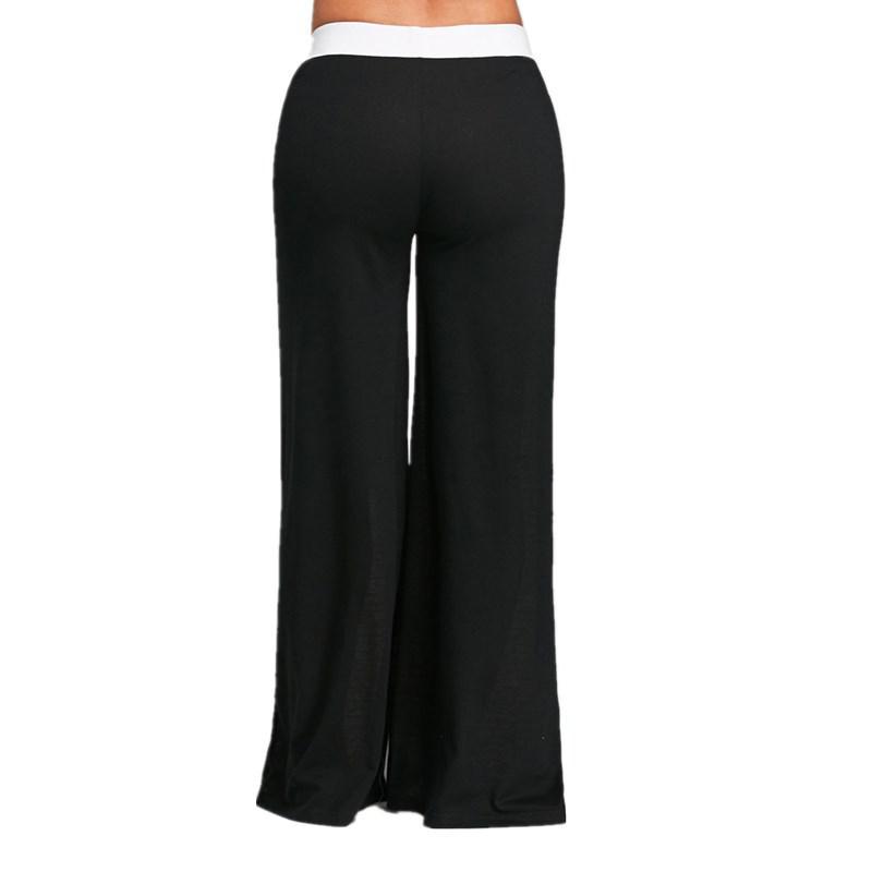 European & American Color Block Wide-Leg Women's Casual Long Pants