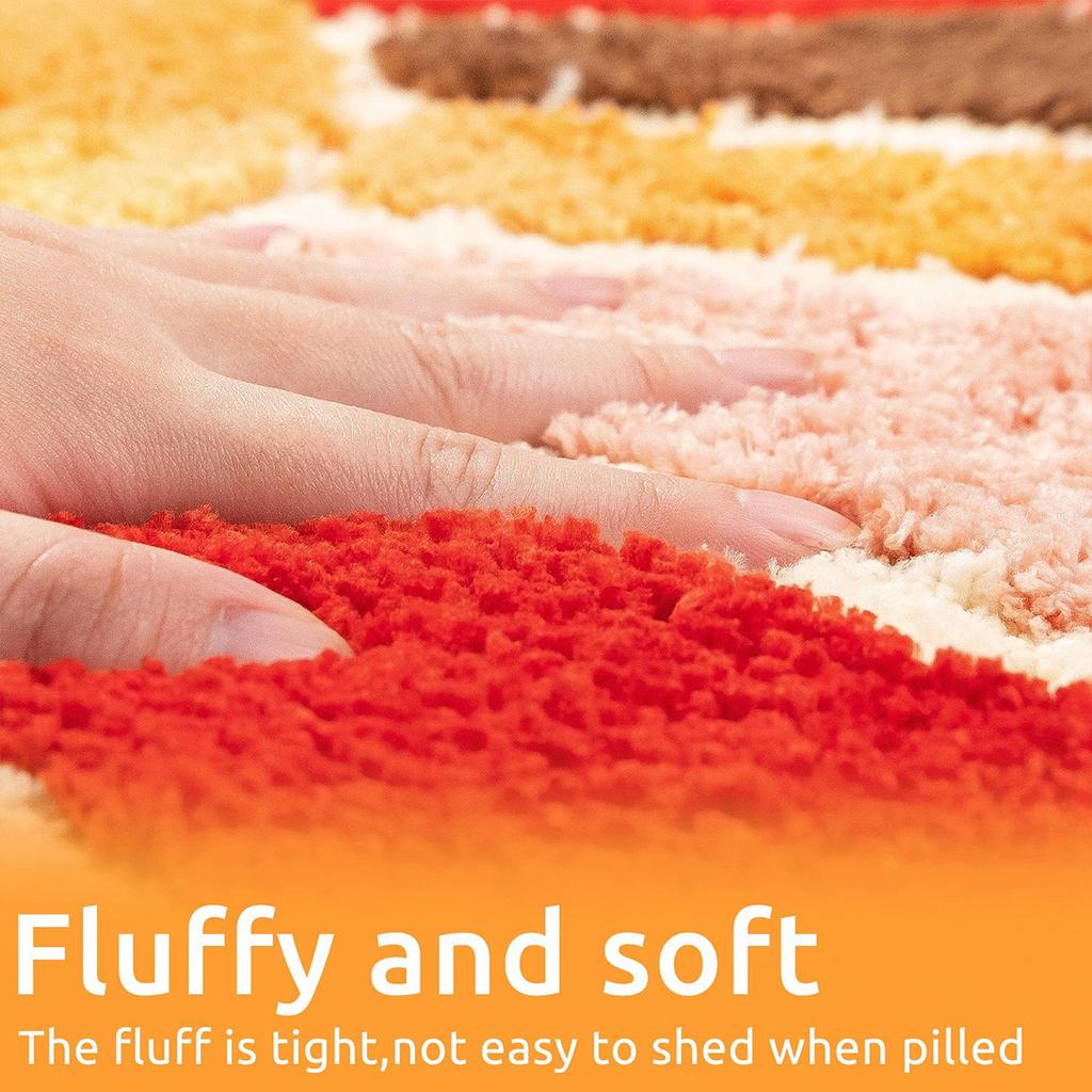 Non-Slip Bath Mat Sun Flower Half Round Door Mat Decorative Soft Microfiber Machine Washable Plant Water Absorbent Bathroom Mat