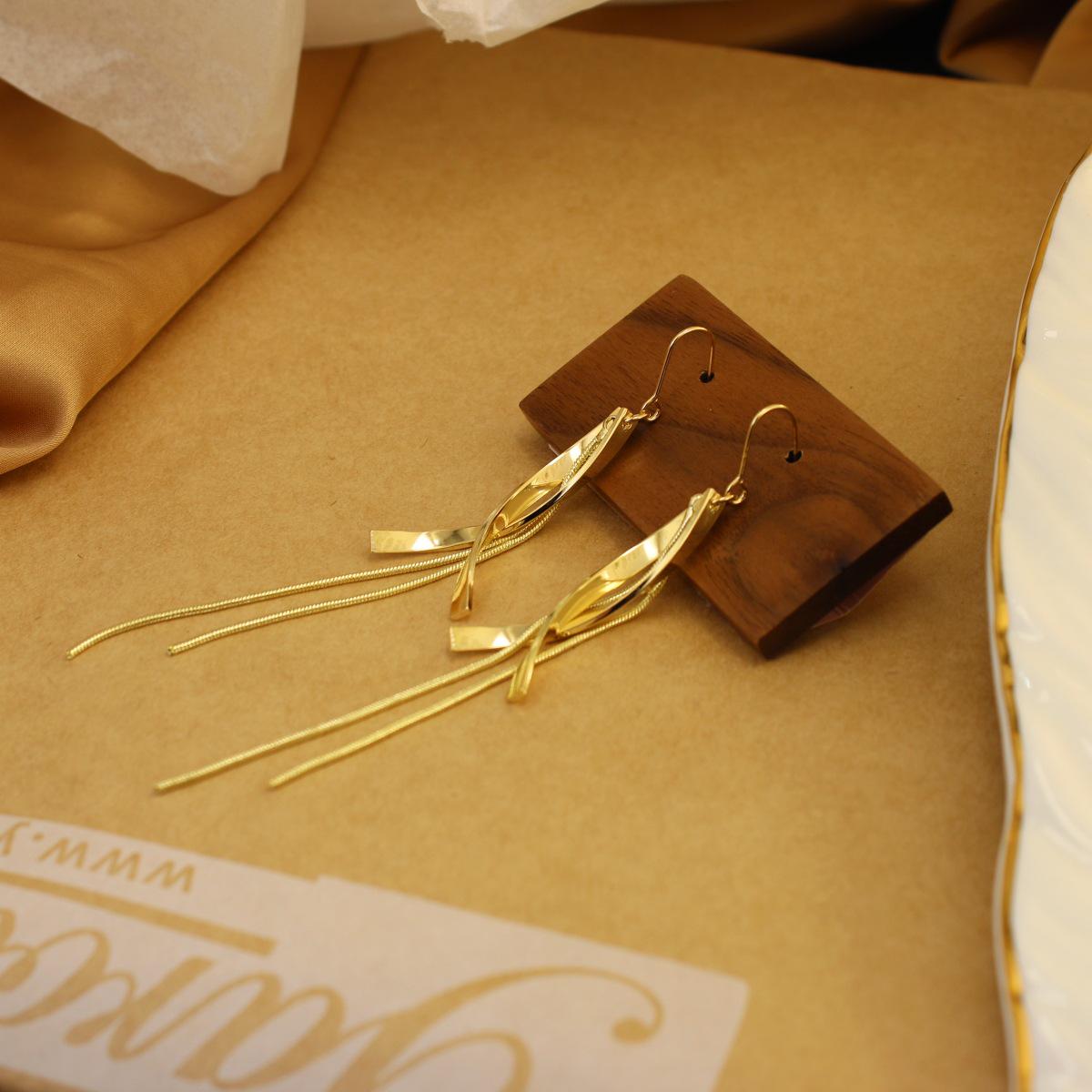 Stylish Twisted Criss-Cross Tassel Earrings: Unique, Fashionable, Long Studs - A Trendy Cross-Border Accessory.