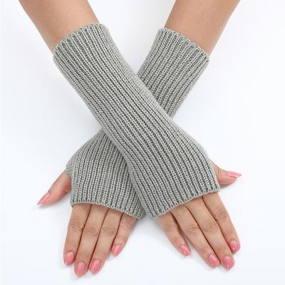 Long and Fine Striped Woolen Gloves New Autumn and Winter Women's Fashion Fake Sleeve Knitted Warm Fingerless Wrist Cover