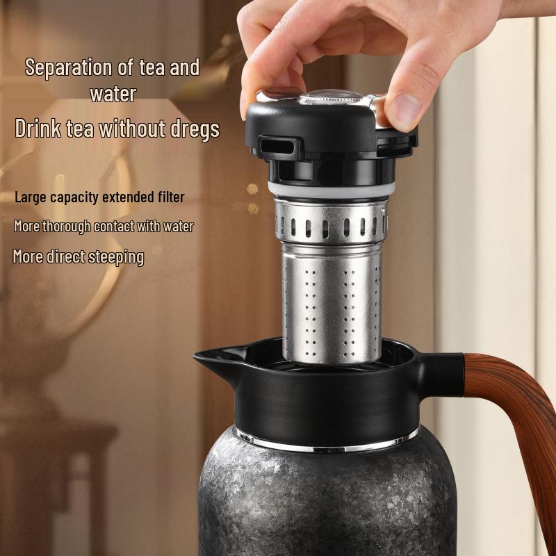 High-End Portable Pure Titanium Insulated Tea Set: Stewing Teapot, Teacups, Gift Box, Ideal for Business Travel