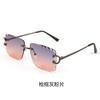 Fashion metal frameless trimmed sunglasses women's trend versatile street shot sun protection and UV protection sunglasses men