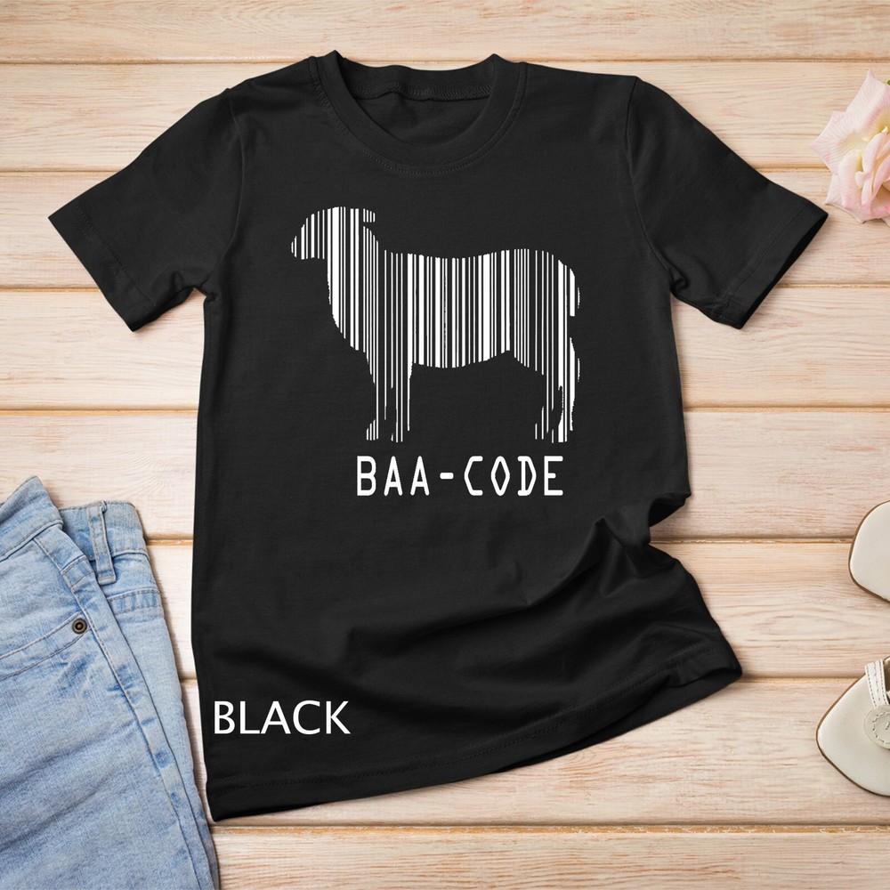 

Funny Sheep Shirt BAA CODE Punny Baa-code Sheep Barcode T-Shirt Unisex T-shirt XL