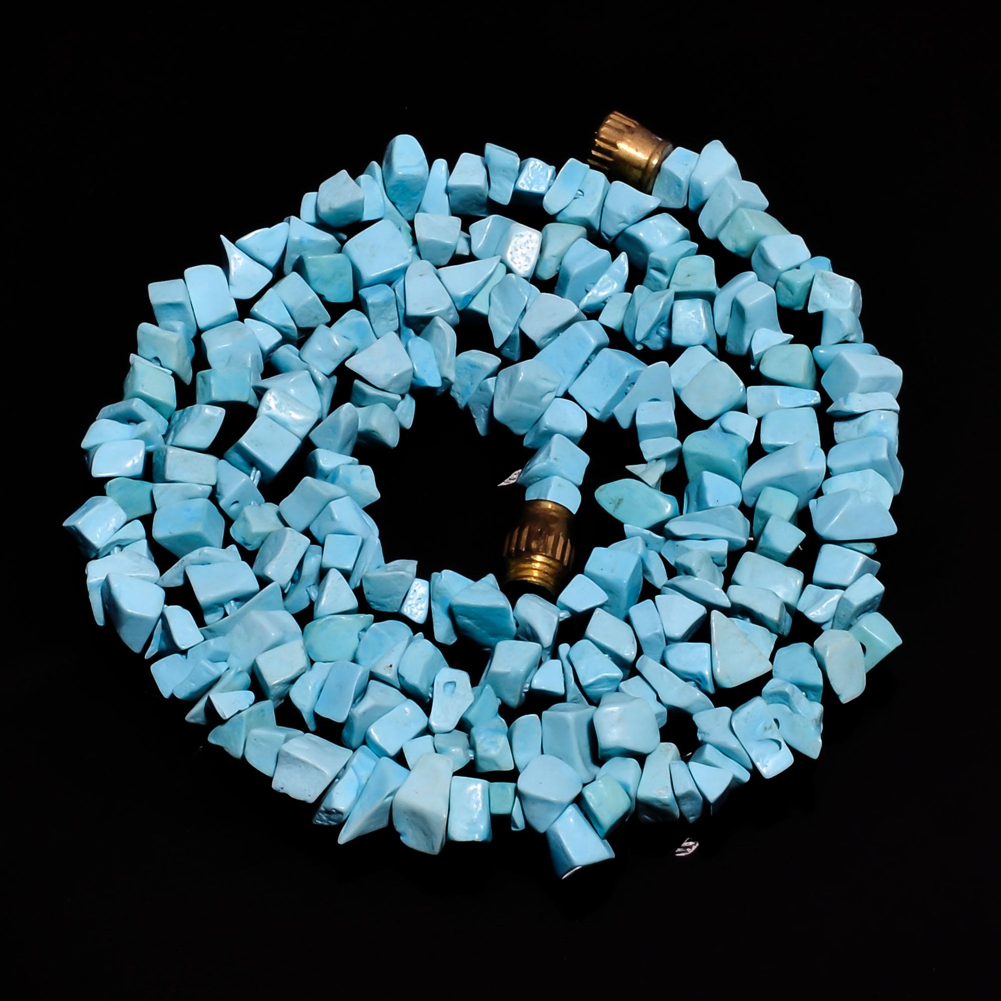 

Натуральный камень Голубая бирюза Необработанные гладкие бусины Ожерелье 5-6 мм 18 UB-8436 UB-8436