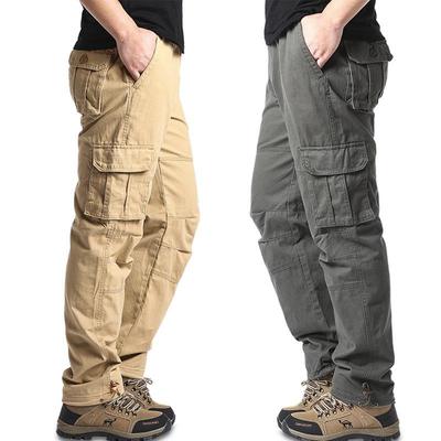 Men's Casual Plus Size Loose-Fit Multi-Pocket Outdoor Cotton Pants - Durable Work Trousers