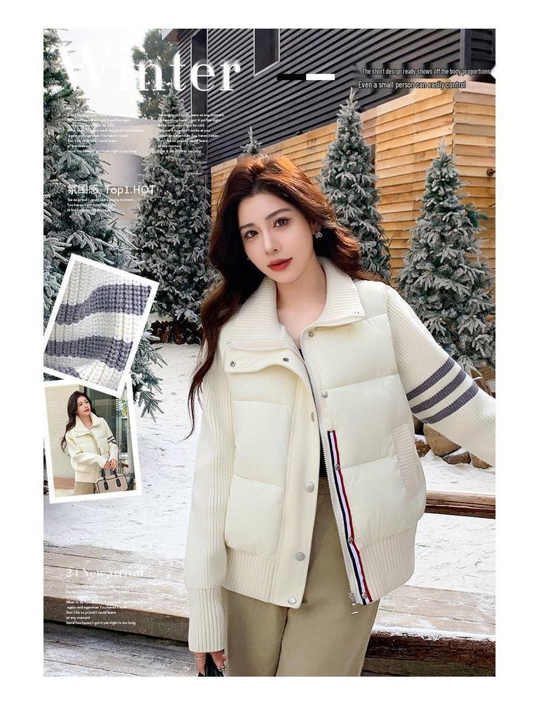Women's High-End Winter Chenille Cotton Stand-Up Collar Knit Jacket