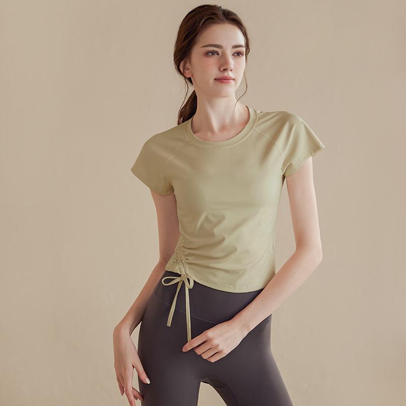 Women's High-End Short-Sleeved Tight-Fitting Yoga Tops for Running, Pilates, & Summer Fitness