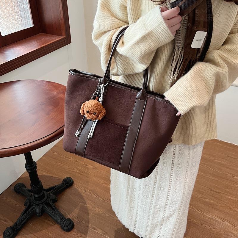 Winter retro suede large-capacity bag women's 2025 new fashion tote bag simple portable commuter bag