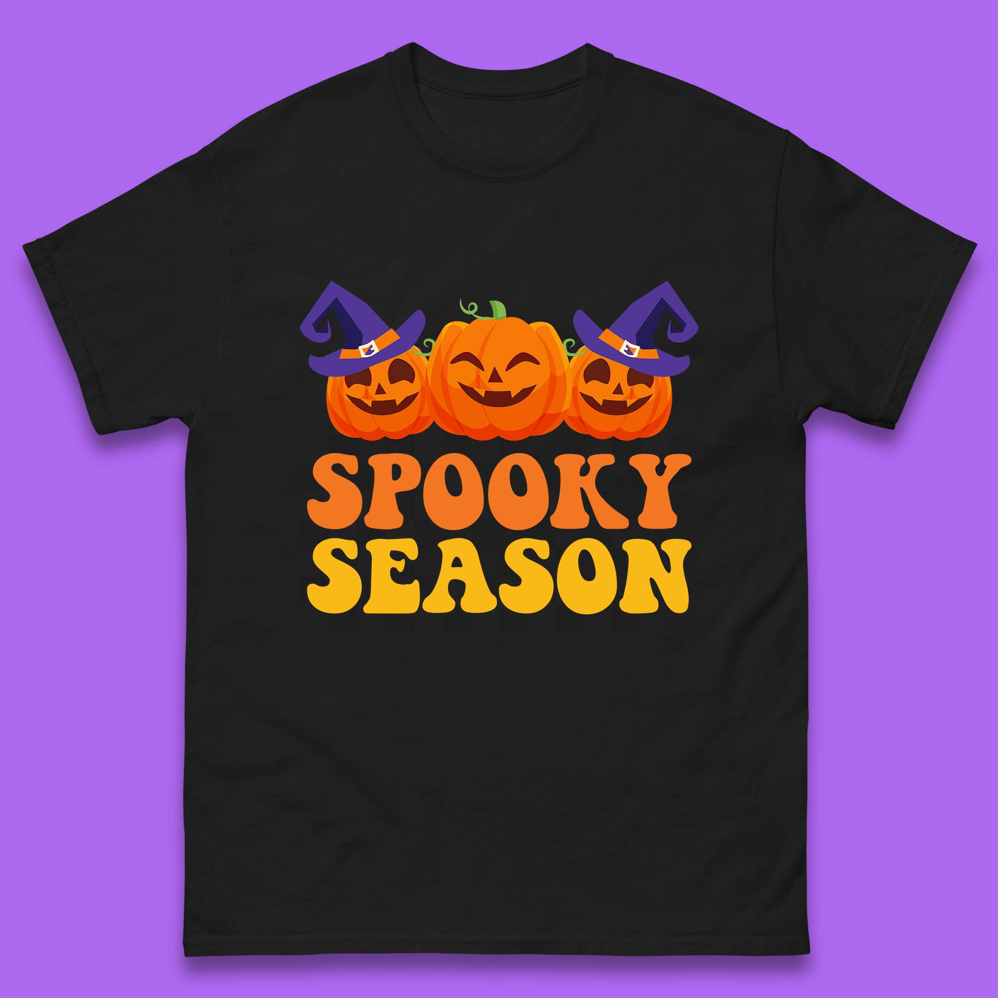 Spooky Season Halloween Jack-O-Lantern Pumpkins Spooky Vibes Mens Tee Top S