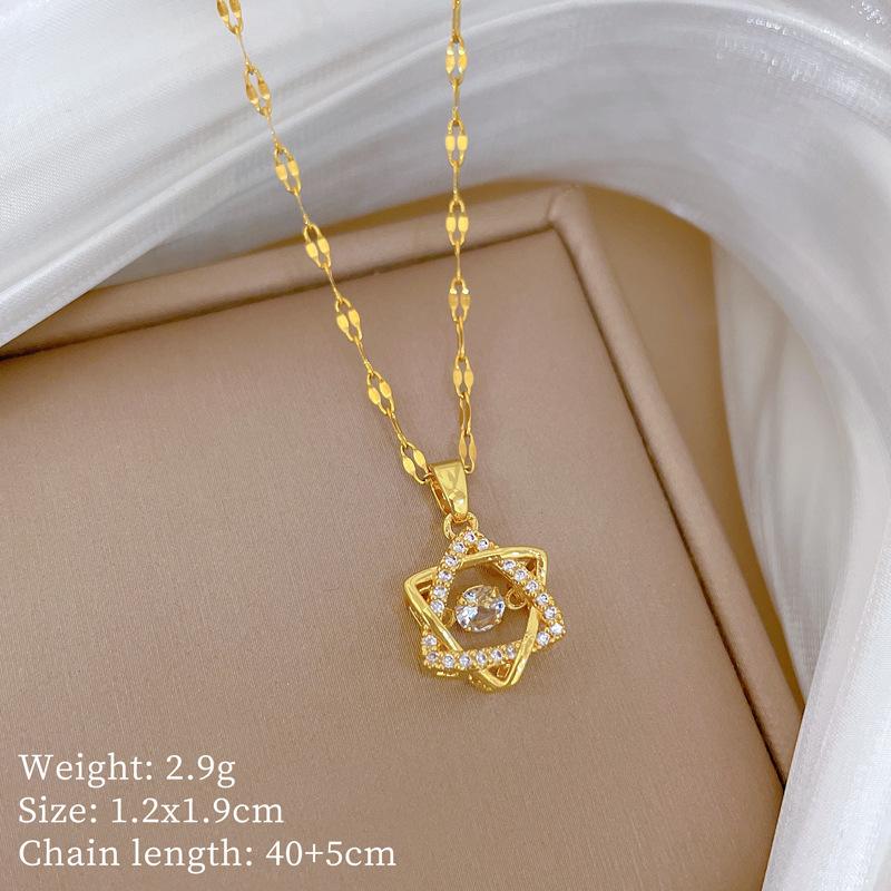 Copper Micro-Inlaid Cross Fashionable Light Luxury Temperament Gorgeous Full Diamond Necklace Female Versatile Collarbone Chain Titanium Steel