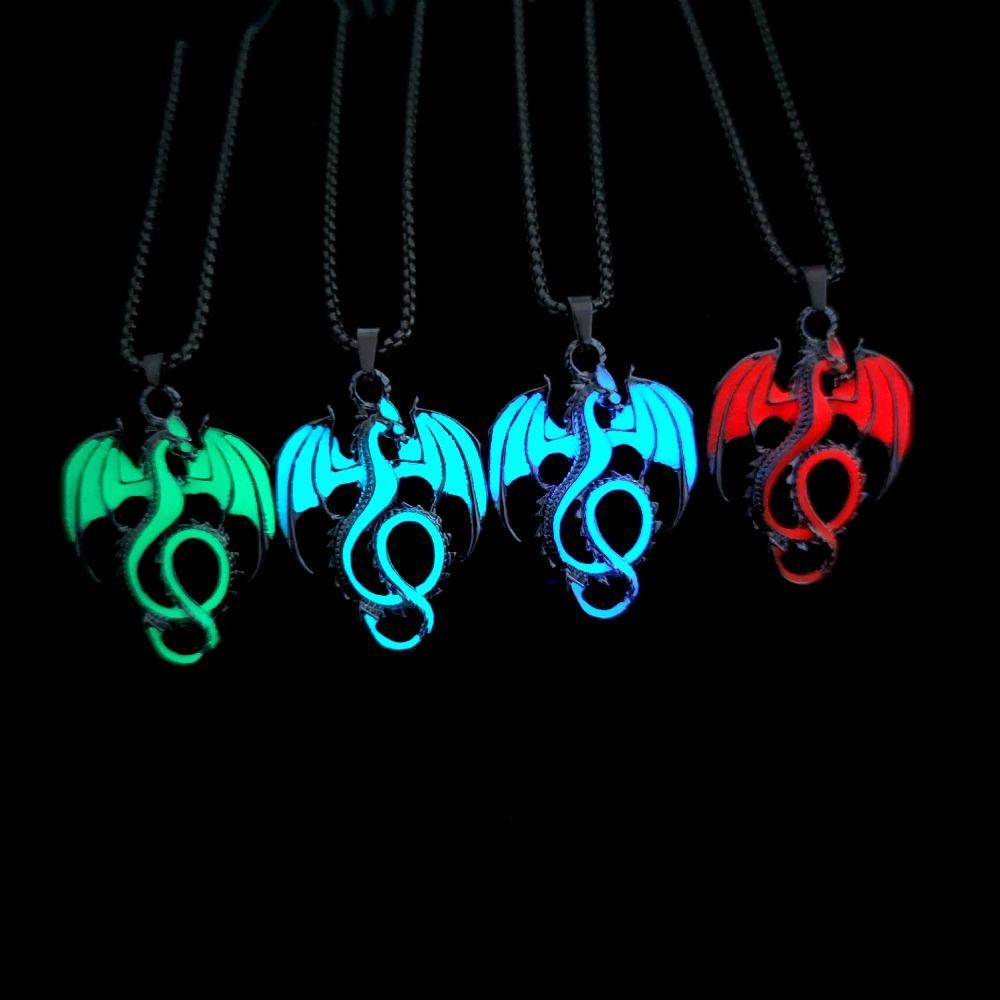 Punk Style Halloween Necklaces Dragon Hip Hop Neck Chains Cool Luminous Pendant Necklace  Women Men