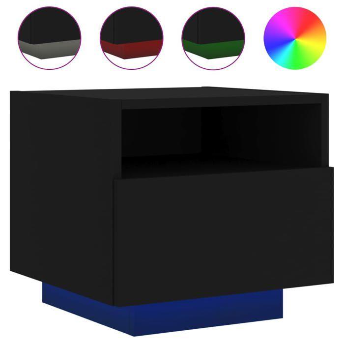 VidaXL Table de Chevet avec Lumières LED, Armoire de Nuit avec Rangement, Table de Nuit, Meuble de Chambre, Moderne, Chêne 836800
