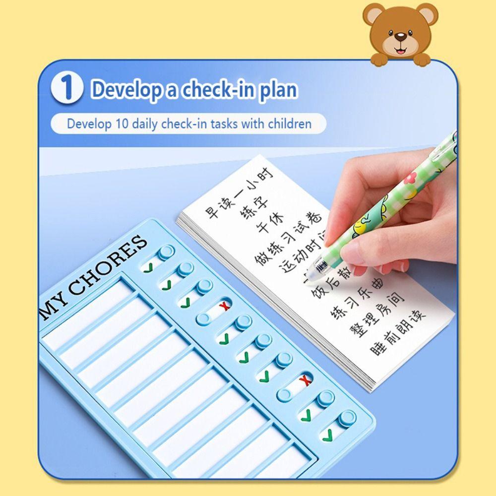 Plastic Daily Planner Memo Detachable Chores Chart Multi Purpose Self-discipline Checklist
