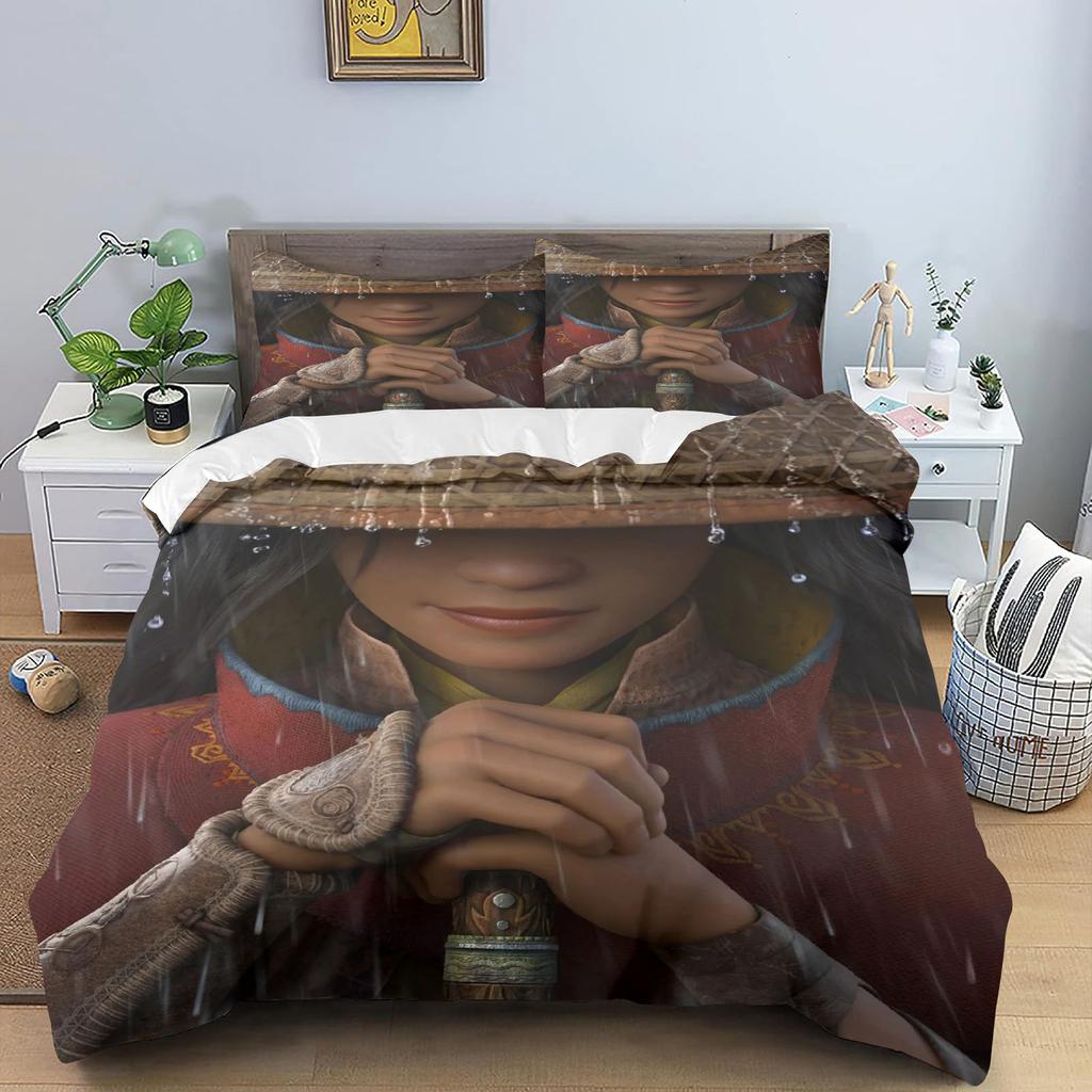 Raya And The Last Drag Comforte Bedroom Printed Cartoon Quilt Cover Bedding Set With Pillowcase Suitable For Children And Adults