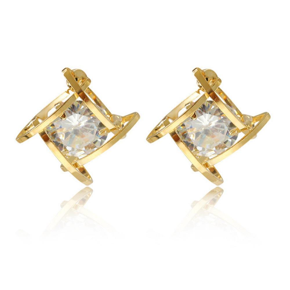 

Small Square Zircon Stud Earrings, Luxury Crystal Earrings for Women, Vintage Fashion Bridal Wedding Jewelry Accessories