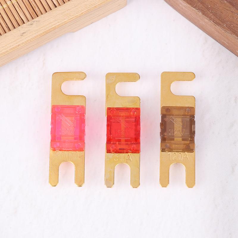 2 Stücke Vergoldete Bolzen Autosicherungen Mini Auto Audio Sicherung 20A 30A 40A 50A 60A 70A 80A 100A 120A 125A 150A 175A 200A 32V Auto Sicherung