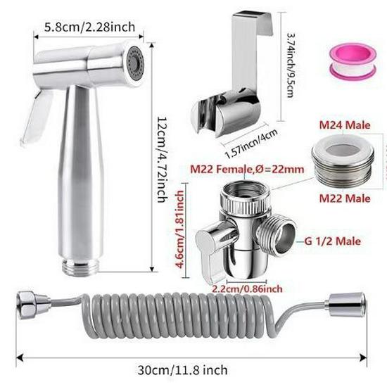 Dual Angle Valve Bidet with High-Pressure Spray Gun for Bathroom & Toilet