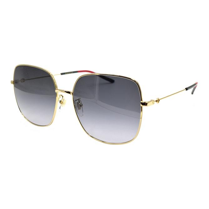 Gucci Lightweight Web Series Metal Large Frame Holiday Travel Square Sunglasses Women sunglasses Gold Gradient-Gray GG1195SK-001
