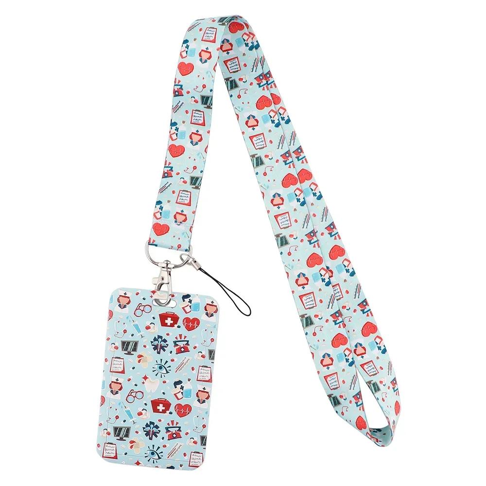 Lanyard Medico Infermiere Cinghie da Collo Porta Badge Tesserino Portachiavi Ciondolo Portachiavi Cellulare Copri Tessere Custodia Borsa