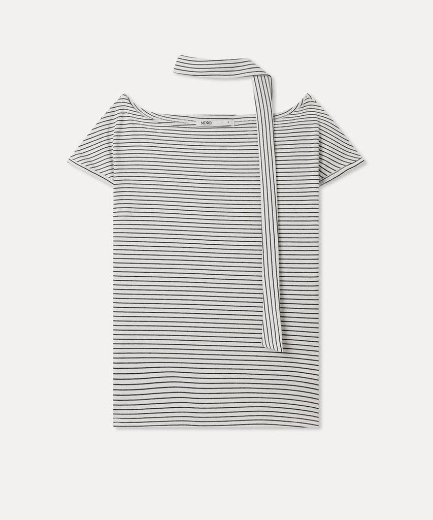 MIXXO Striped Tie Short Sleeve T-Shirt_Miwhwg41Ss