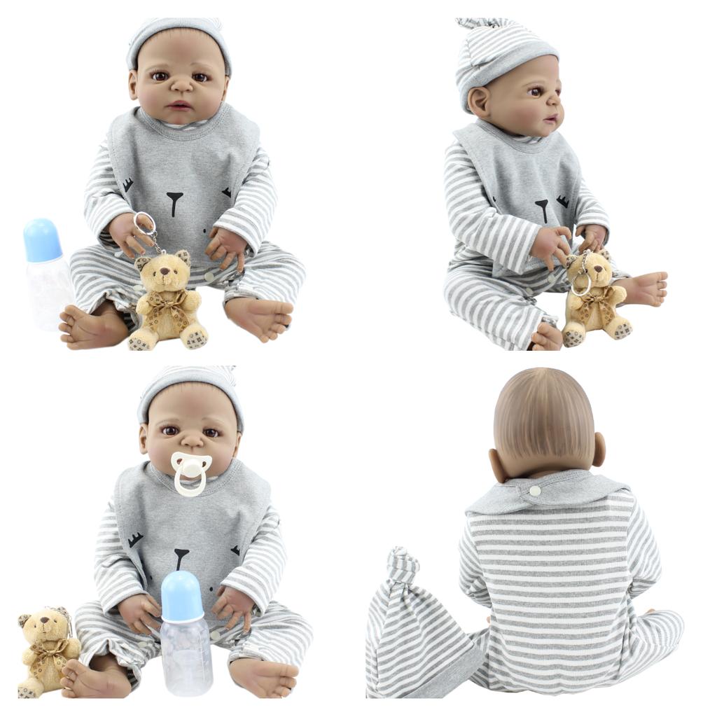 55 CM Full Silicone Reborn Baby Doll For Girl Like Real Long Hair Princess Toddler Bebe Dress Up Boneca Kid Birthday Gift