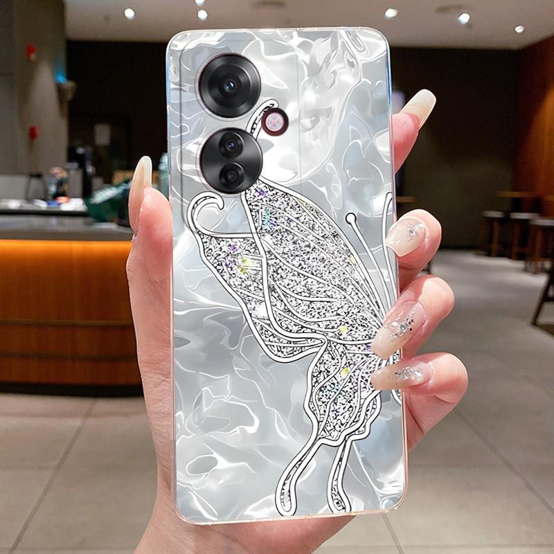 Für OPPO Reno 11F / Reno 11A Hülle Klar Luxus Mode Schmetterling Blumen Weiches TPU Silikon Abdeckung für OPPO Reno11 F A Handyhülle