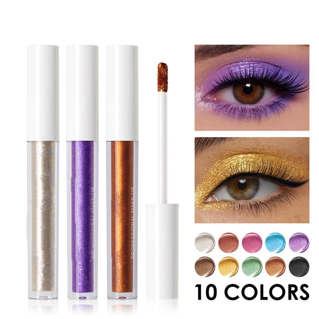 Single Tube Shimmer Metallic Liquid Eyeshadow Glitter Highlighter Long Lasting Waterproof Sparkling Eye Makeup