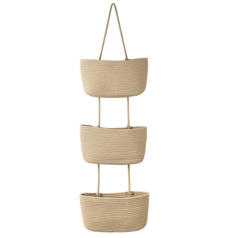 Detachable Hanging Basket With 3 Pockets Multi-layer Wall Hanging Storage Bag Organiser For Bedroom