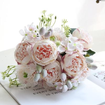 Flores artificiais Berry Peônia Buquê De Seda Rosa Vaso Para Decoração De Casa Jardim Casamento Decorativo Plantas Falsas Guirlanda De Natal