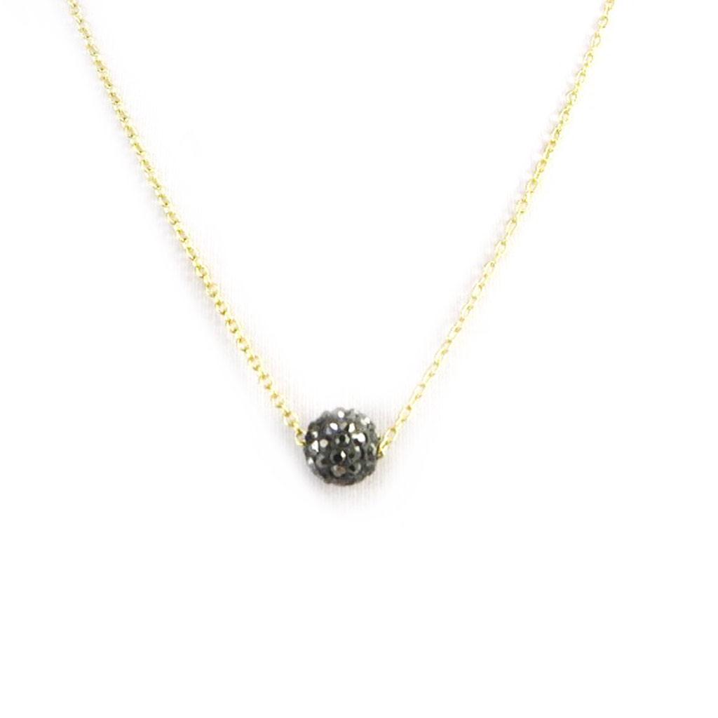 Les Trésors De Lily [L9761] - Gray 'Sissi' Gold-Plated Necklace - 8 Mm