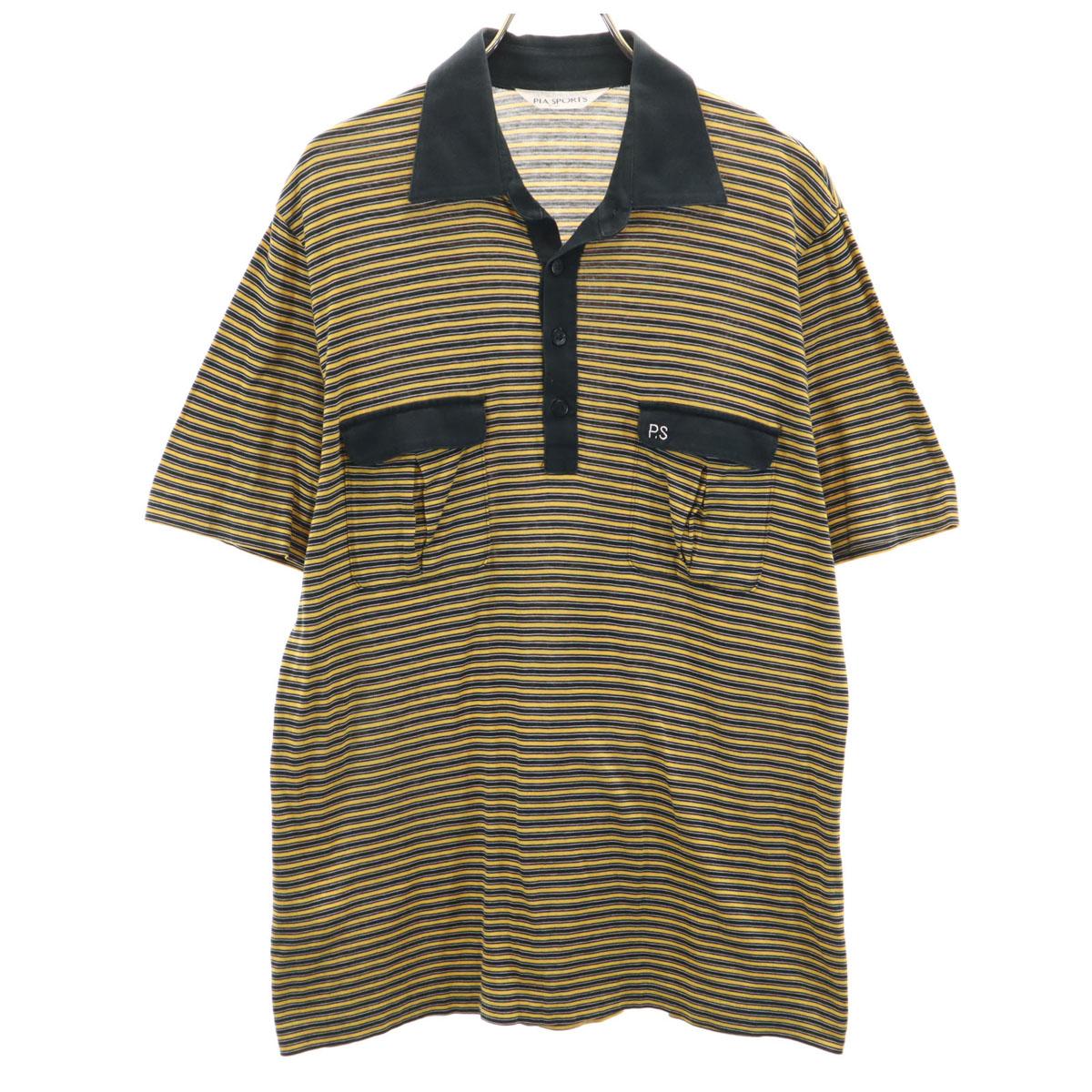 

PIA SPORTS Border Pattern Short sleeve Polo shirt 4 yellow Men s Used