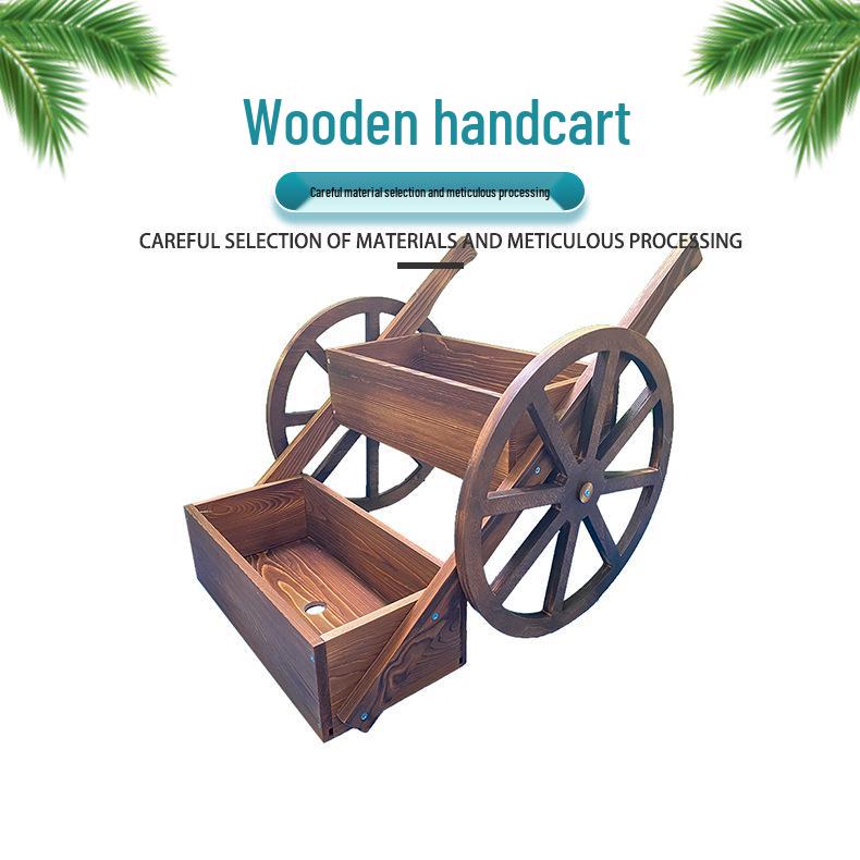 Carbonized Antiseptic Wooden Flower Box and Stand for Outdoor Balcony Garden Decor