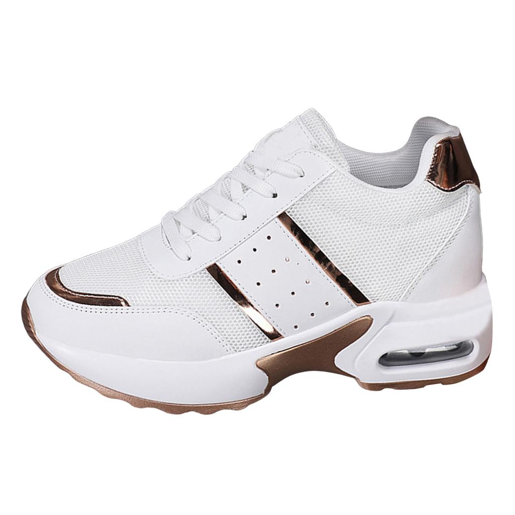 Sneakers Women Wedge Shoes Casual PU Leather Lace Up Anti-Slip Vulcanized Shoes Outdoor Breathable 4cm High Heel Platform Shoes