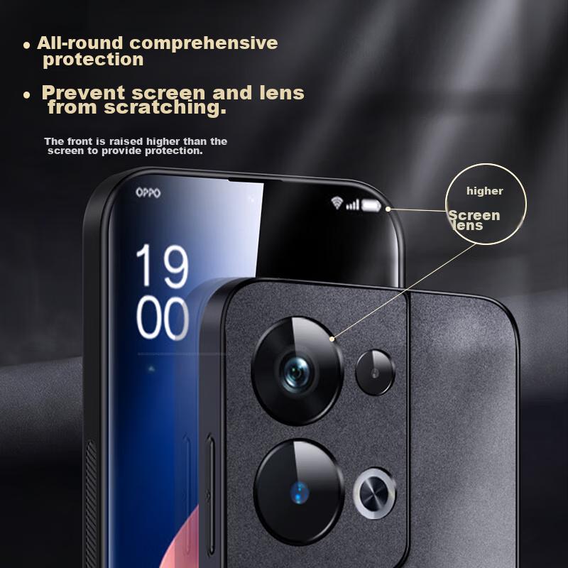 Phone Case for OPPO Reno9Pro+, Shockproof Full Lens Protection Soft, Luxury Outer Case, Unisex Leather Case, Gray