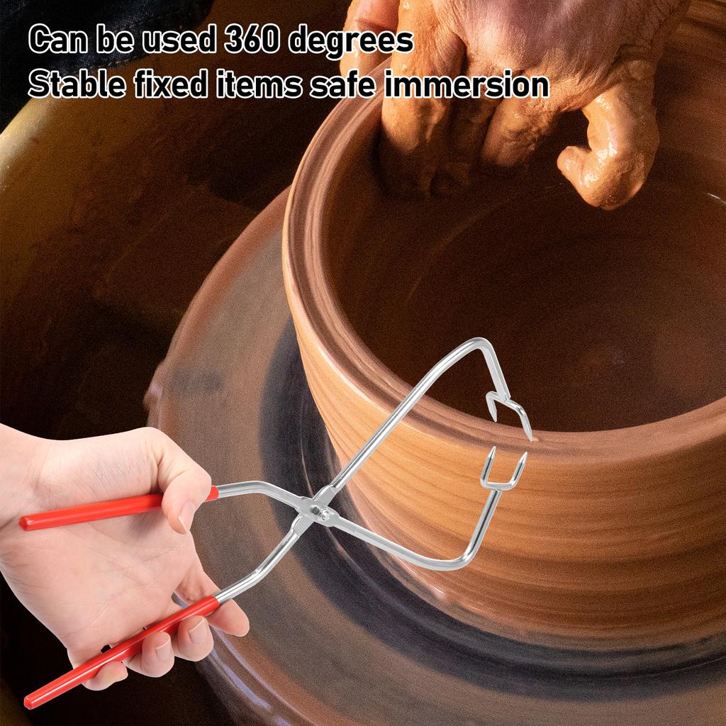 2Pcs Pottery Clay Sculpture Glaze Tong Dipping Tong Glazing Tools Metal Pottery Clamp for Clay Modeling Sculpturing Craft Making