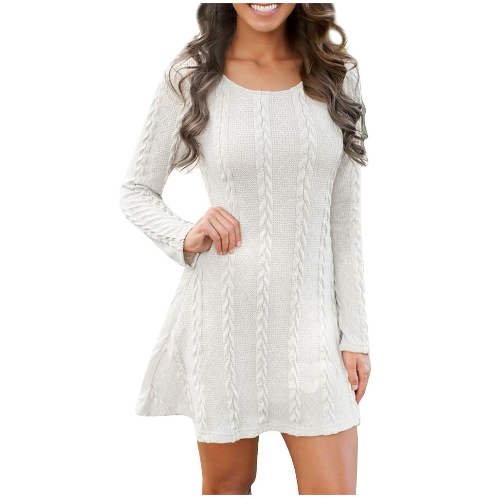 Fashion Women Tight Long Sleeve Color Sexy Sweater Dress
