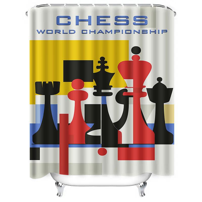 Championship Chess Design Shower Curtain For Home Decor.