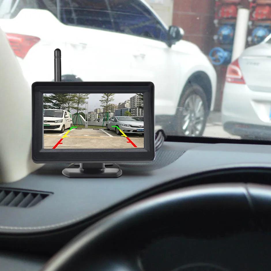 HD Wireless 4.3" Monitor HD Backup Reversing Camera Rear Night Vision View Parking Support for 12V/24V Truck Bus Car Vehicle RV.