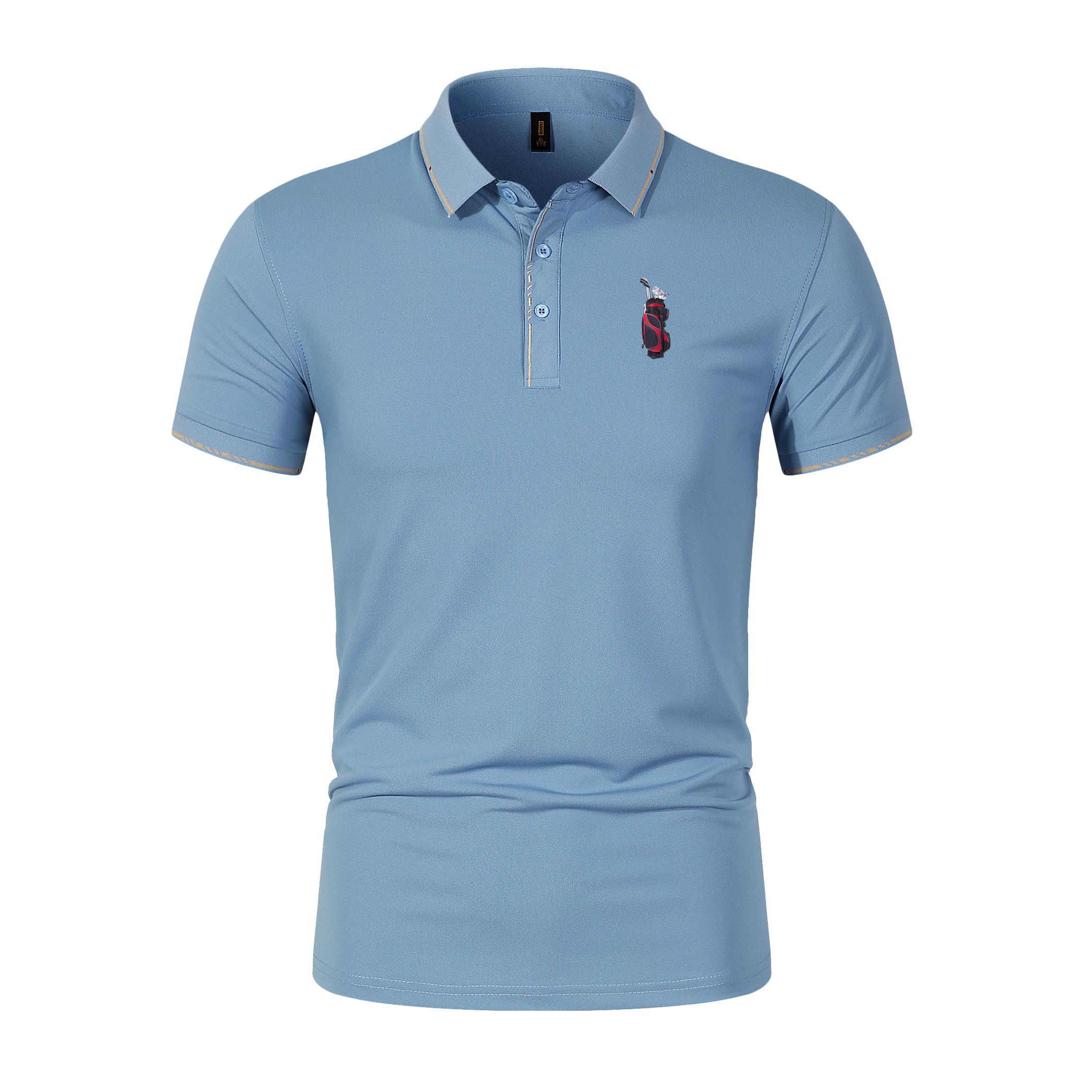 

Высококачественная летняя однотонная футболка для офиса, классическая освежающая одежда, модный стиль, лацкан, короткий рукав, мужская рубашка-поло для бизнеса и отдыха