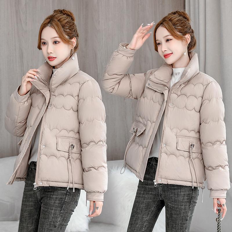 

Осень-зима теплая короткая куртка женская однотонная тонкая куртка с воротником-стойкой парки верхняя одежда M-XXL XXL хаки