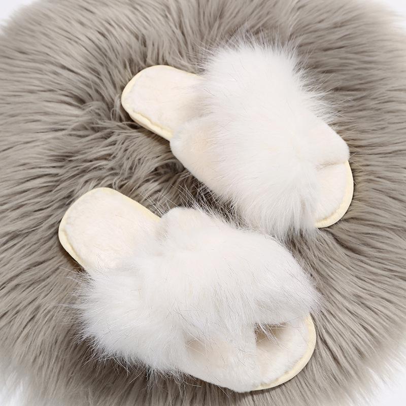 Women's Fuzzy Cross Slippers - Plus Size, Indoor/Outdoor, Autumn/Winter Warm