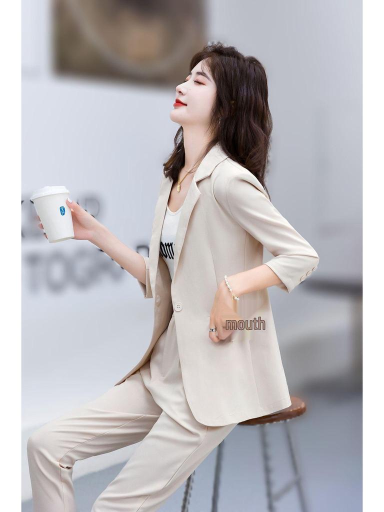 Women's Plus Size Professional Casual Suit Set - Spring/Summer Fashion 8019