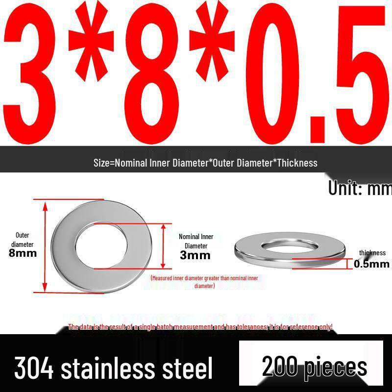 Thickened 304 Stainless Steel Flat Washer Spacer (M2-M36)