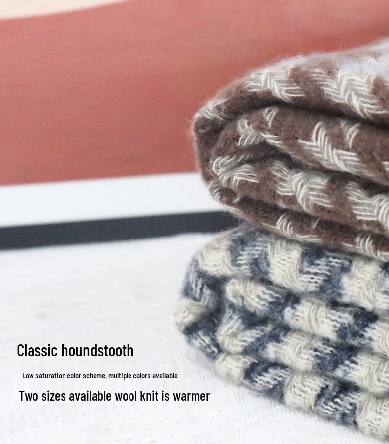 Women's Houndstooth Winter Scarf 2025 - Double-Sided Plaid Tassel Shawl, Thick, Warm, Fashionable Neck Warmer
