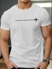 Mens Summer 100 Pure Cotton Fashionable  Minimalist Airplane Pattern Printed Round Neck Short Sleeved Tshirt Top Regular Style
