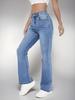 2025 Women's High-Waisted Micro-Flare Light Blue Jeans - Slimming and Flattering European and American Style Long Pants