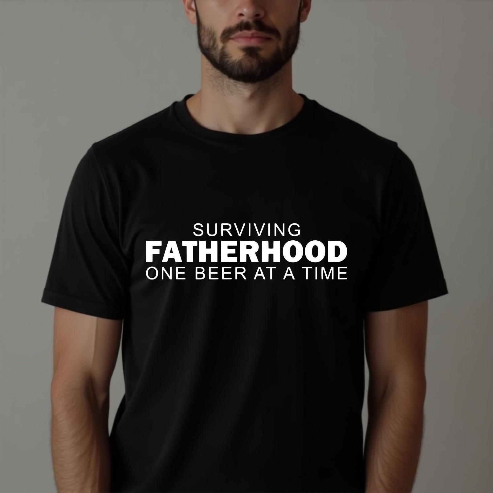 Funny Beer Lover Dad T-Shirt Surviving Fatherhood Slogan Novelty Top Gift Tee XXL
